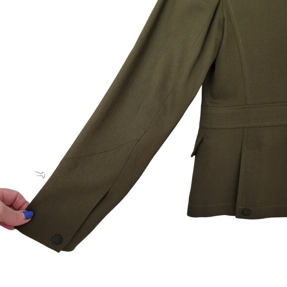 Rag & Bone Marshall Military Wool Jacket Womens Size 2 Olive Green Made in USA - Picture 6 of 8